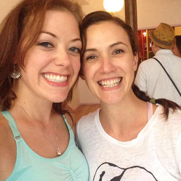 Jennifer with Adriene after the Find What Feels Good 2015 Roadshow in NYC.