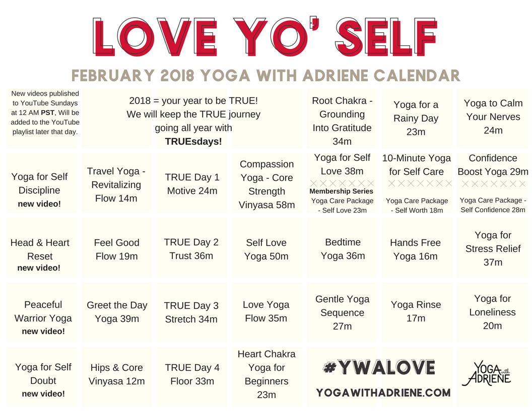 Yoga With Adriene February 2025 Calendar 2025 - Emelia Ealasaid