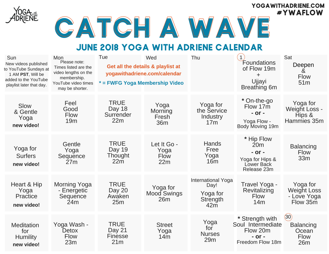 yoga with adriene weight loss calendar