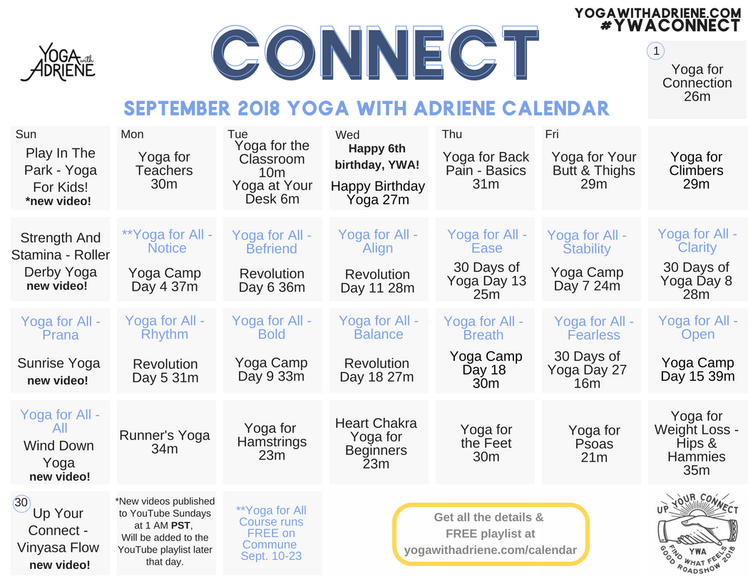 Calendar  Yoga With Adriene