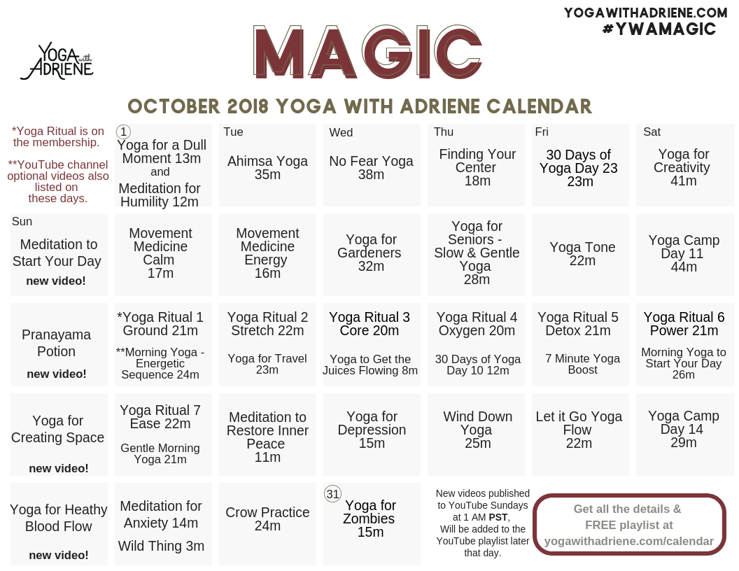 Calendar Yoga With Adriene