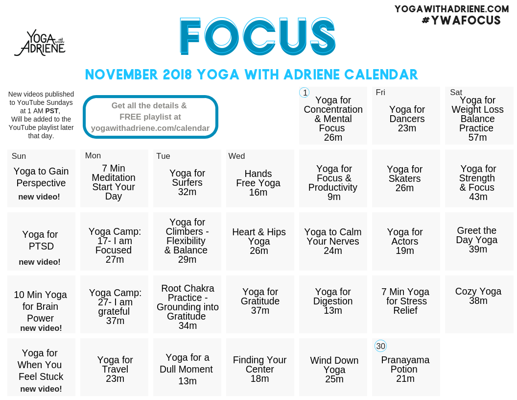 Adriene Yoga Calendar - Renie Charmain