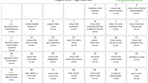 August 2019 Yoga Calendar – REUNITE