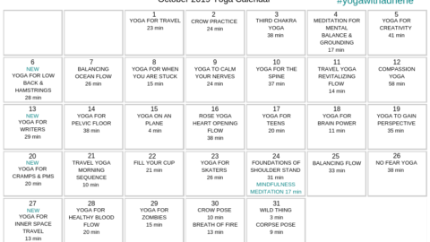 October 2019 Yoga Calendar – EXPLORE