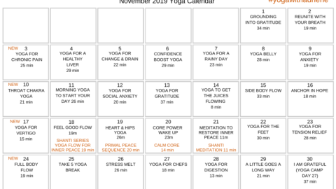 November 2019 Yoga Calendar – LIVING GRATEFUL