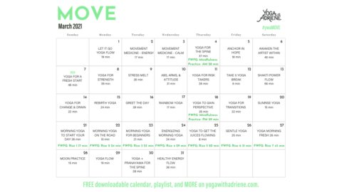 March 2021 Yoga Calendar – MOVE